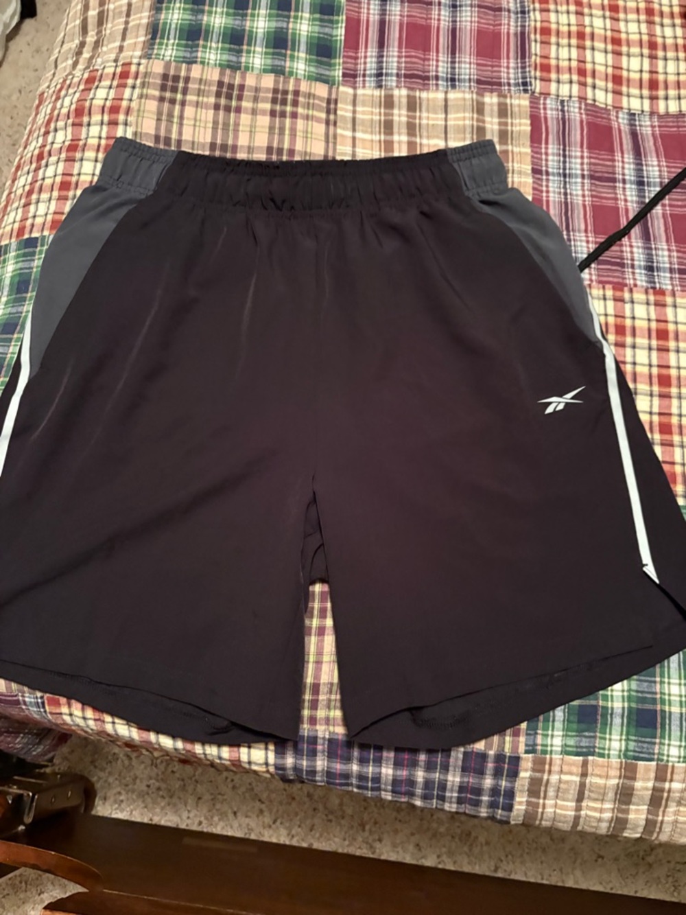 Reebok Black Athletic Shorts with Gray Panels
